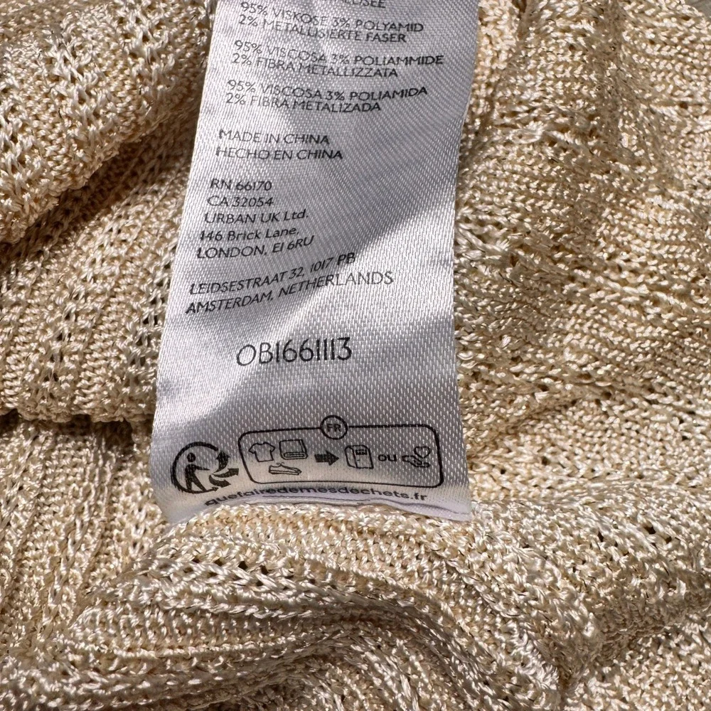 Free‎ People Seascape Vest Metallic Knit Button Front Top Beige Size Medium M - Picture 7 of 9